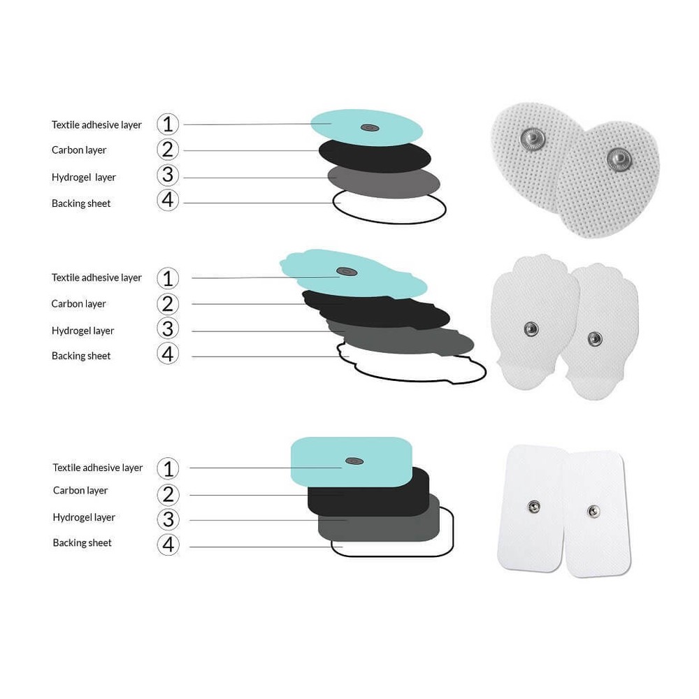 TENS Unit Snap-On - Combo Pack Electrode Pads - 10 Replacement Pairs