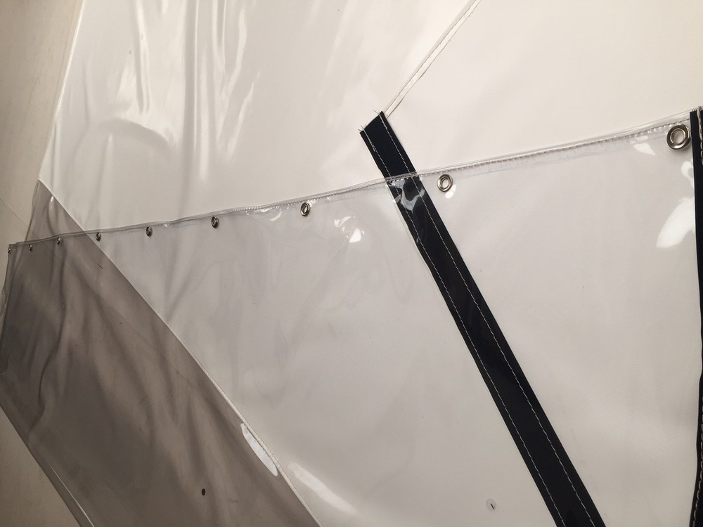 L SHAPE HALF CLEAR WHITE WORKSHOP CURTAINS 30FT X 10FT