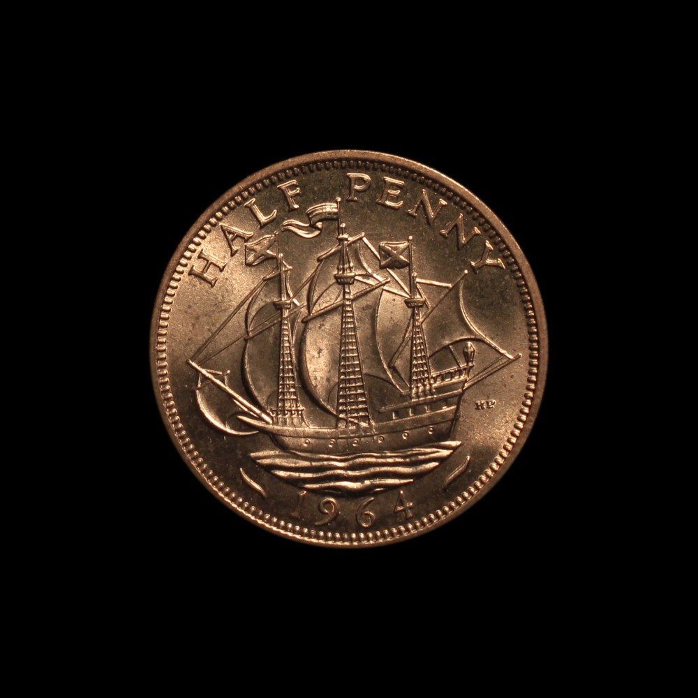 Elizabeth II 1964 Half Penny, Brilliant uncirculated
