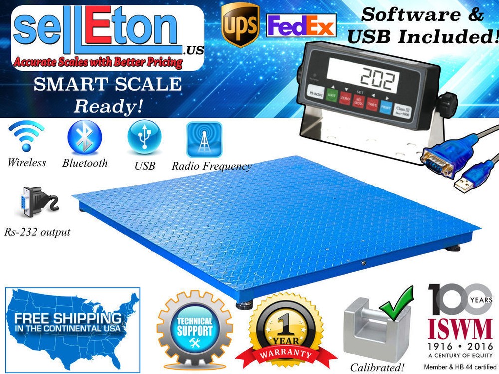 (40" x 40") Floor Scale /Pallet Scale with Software & USB! 2500 lb / .5 lb