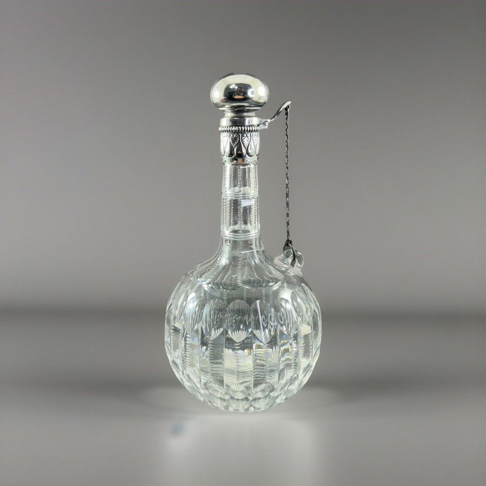 Antique cut glass decanter sterling silver gorham