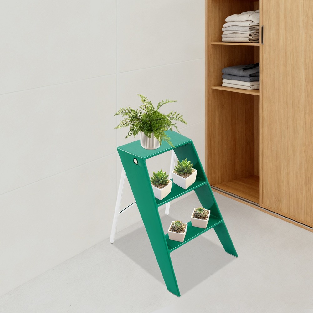 Folding 3-step Iron Stool For Adults Anti-slip Step Ladder Load-capacity 100kg