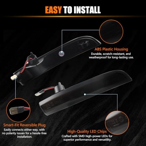 LED Sequential Side Mirror Marker Lights for Fo-rd Escape Ecosport, Focus ST