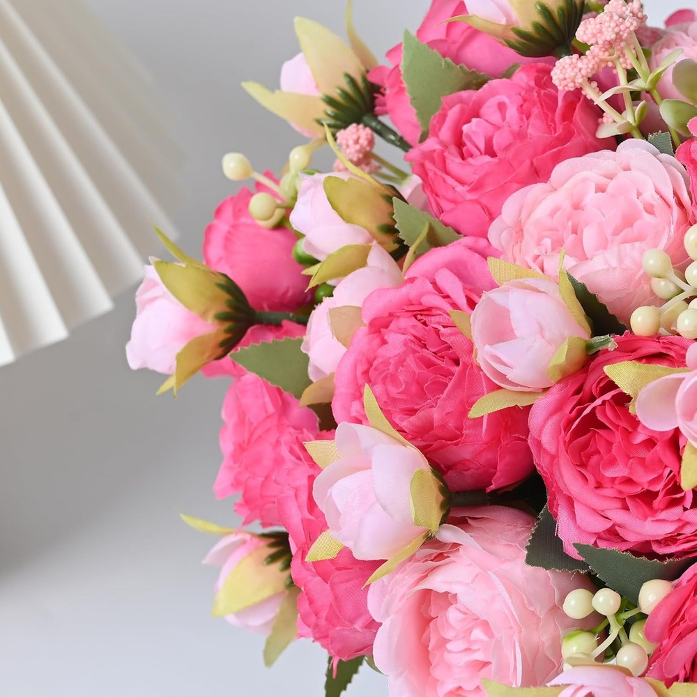 MARTINE MALL 2 Packs Peonies Artificial Flowers, Mixed Pink 2PCS,