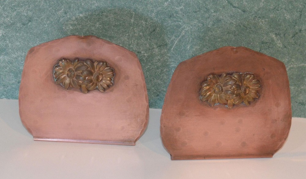 Arts & Crafts Hand Hammered Copper BOOKENDS SET #2