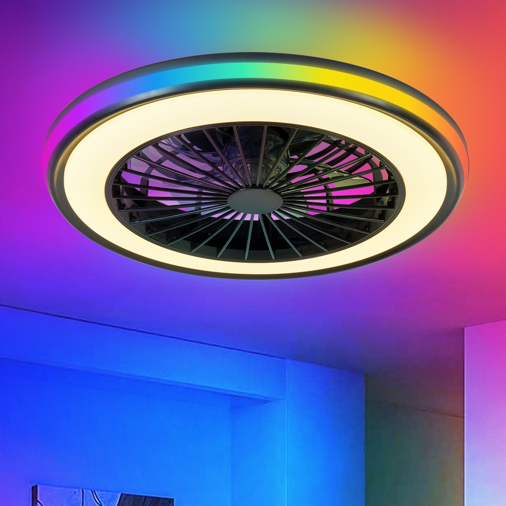 20" Modern LED Ceiling Fan Light, RGB Ceiling Fan Light