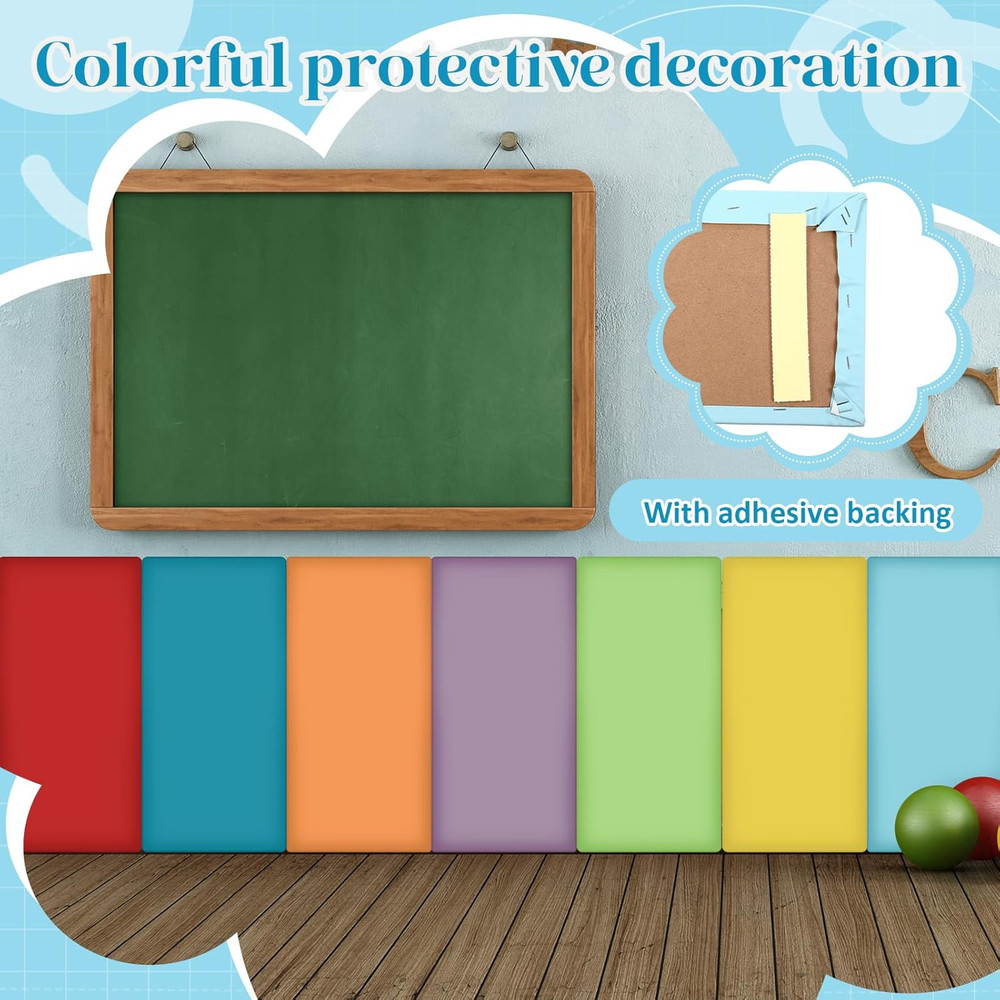 Colorful 3D Rainbow Wall Padding - 8 Pack Peel & Stick Headboard Panels