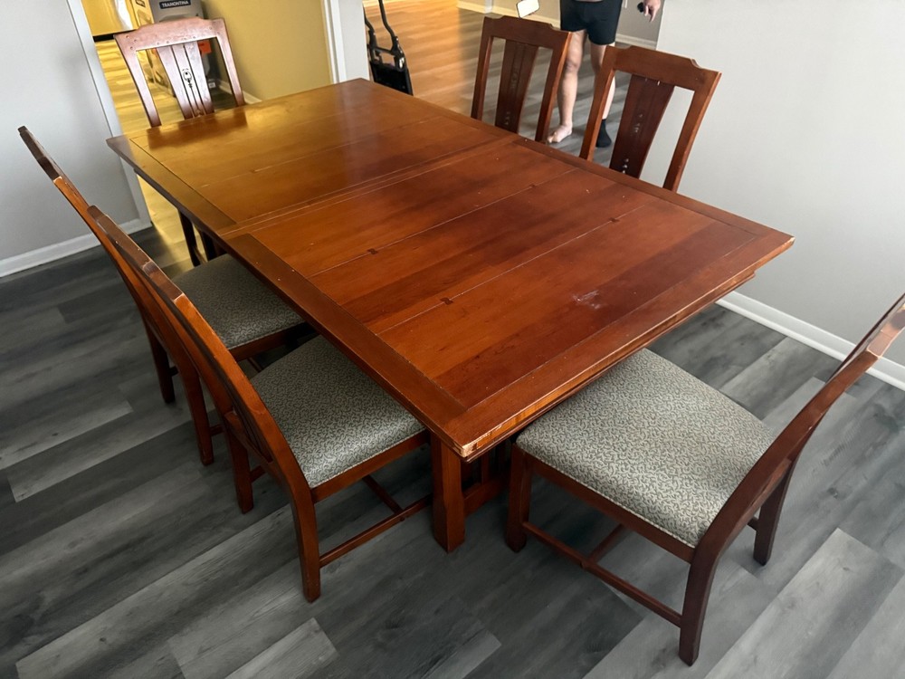 extentention mahogany dining table set for 6