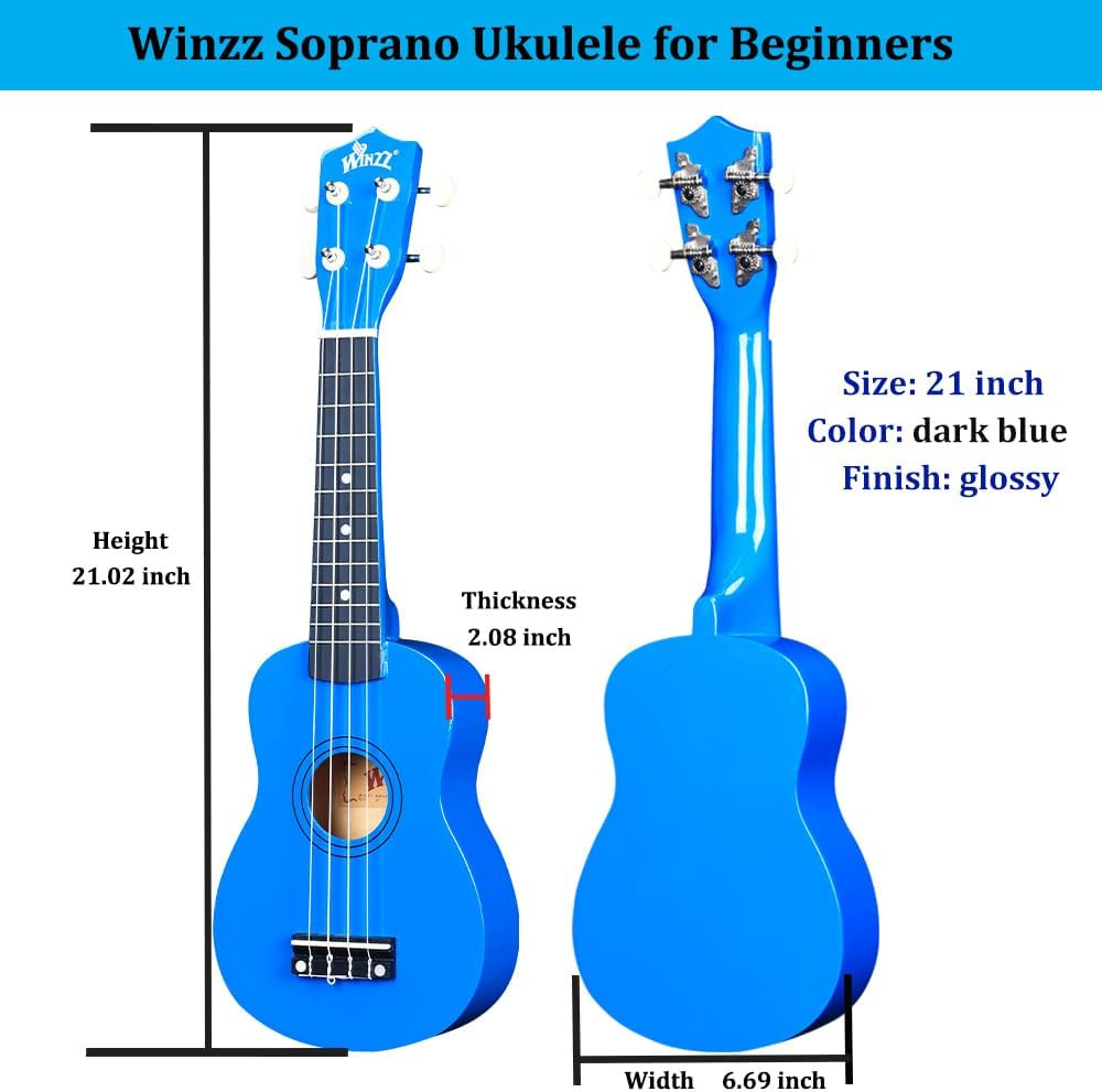 Soprano Ukulele Starter Kit for Beginners with Bag, Clip-On Tuner, Extra Strings