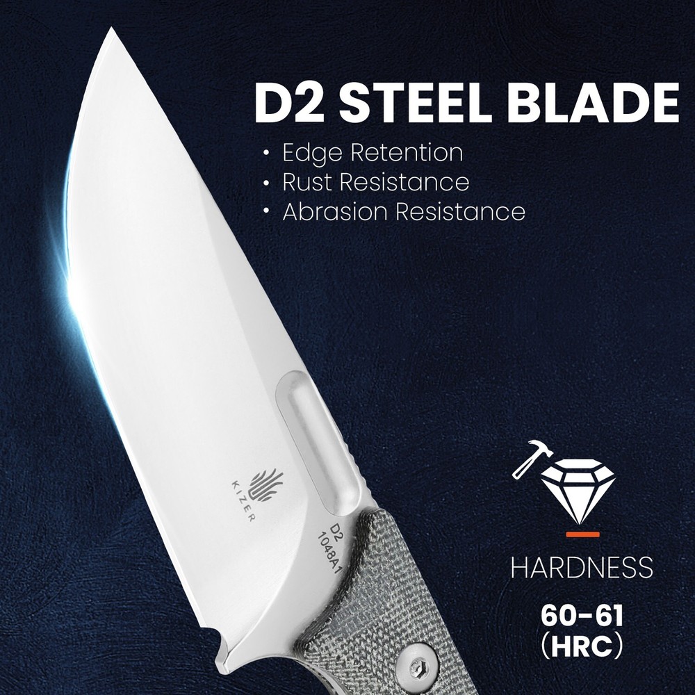 Kizer Cabox Fixed Blade Knife Micarta Handle D2 Steel 1048A1