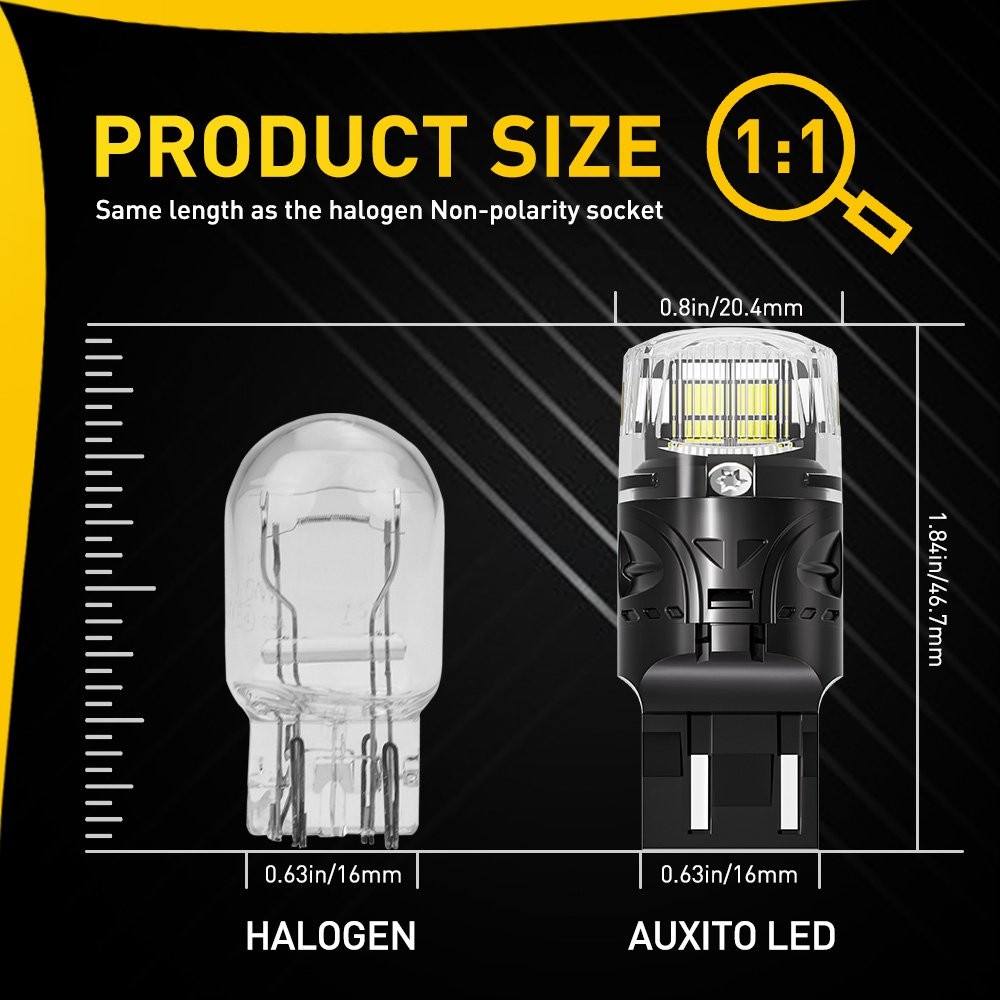 7443 7440 LED White Strobe Flash Blinking Brake Stop Tail Parking Light Bulbs