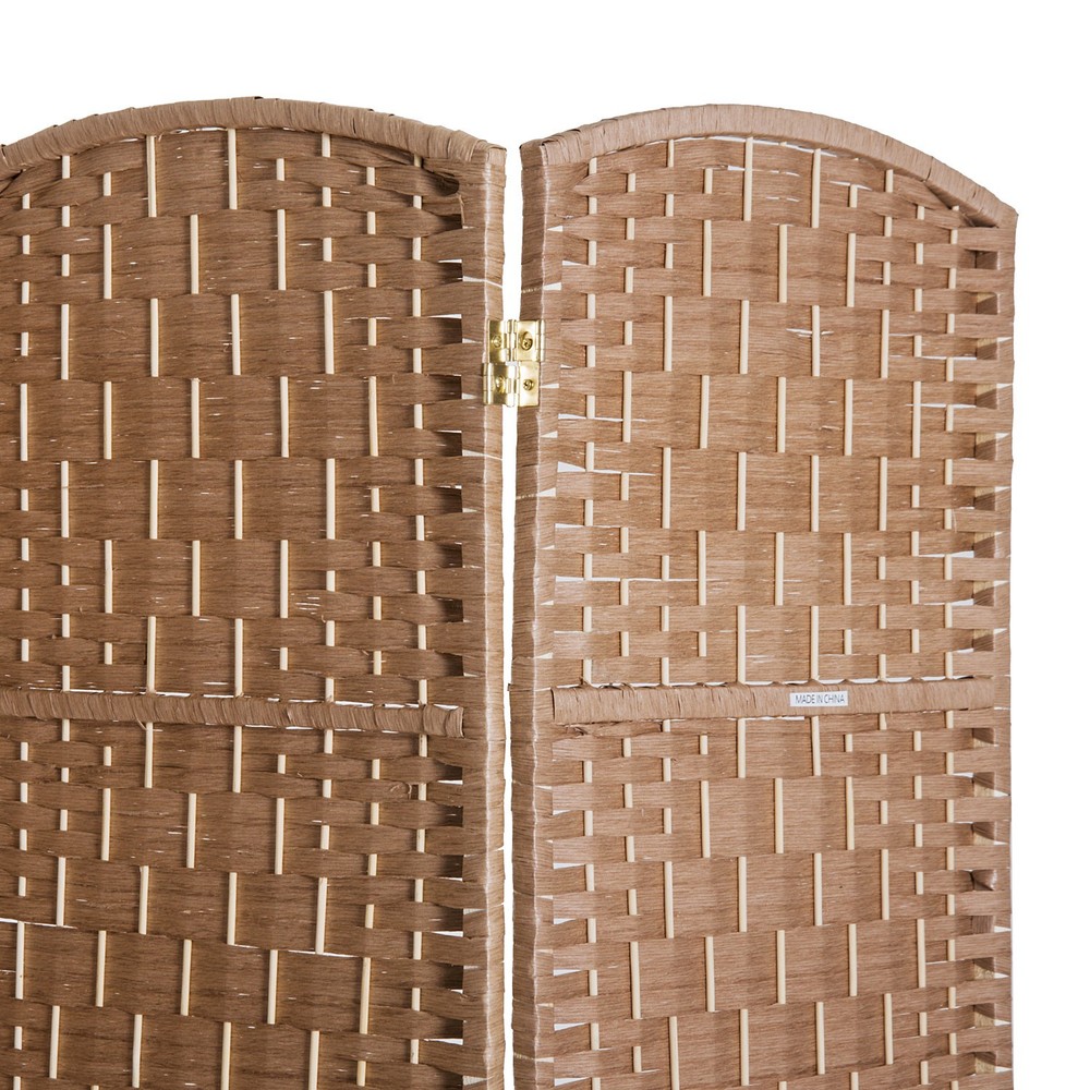 6ft Tall 4-Panel Wicker Weave Room Divider Folding Privacy Screen Wall Partition