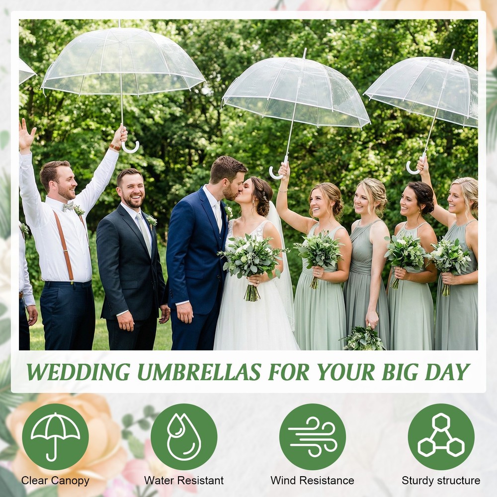 52 Inch Large Clear Bubble Umbrellas Bulk Dome Rain Windproof Stick Umbrellas