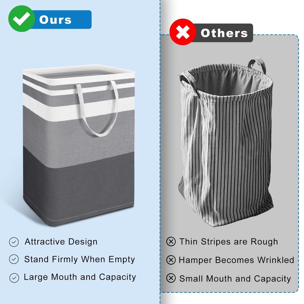 Collapsible Large Laundry Hamper 2-Pack with Carry Handles for Clothes Storage