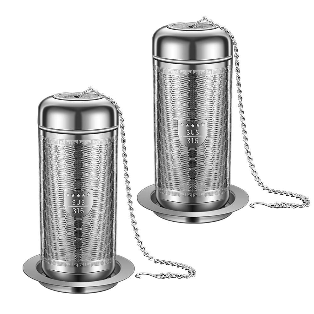 2 Pack Tea Infuser with Drip Tray, Extra Fine Mesh Tea Infusers for Loose Tea...