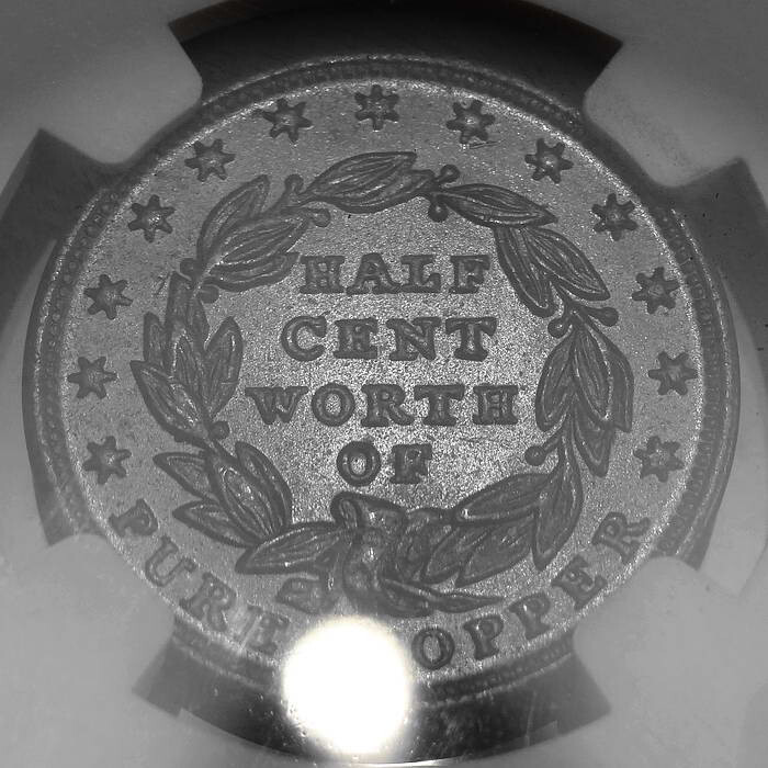 1837 Half Cent Token, HT-73, Choice Uncirculated, NGC MS-64BN, Nice