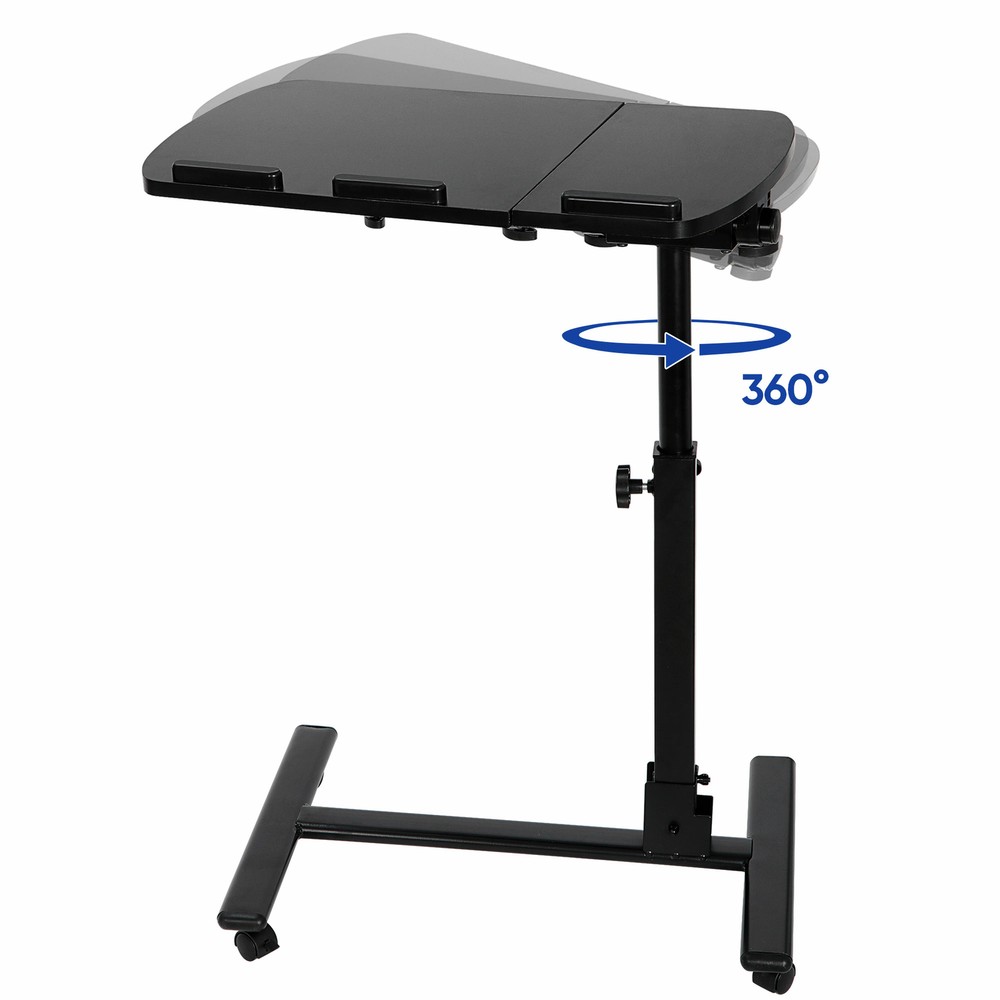 Angle Rolling Laptop Desk Table W/ Casters Notebook Stand Height Adjustable