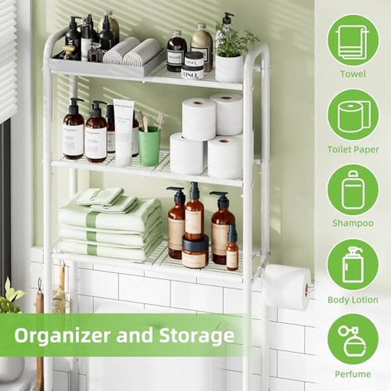 Over The Toilet Storage Rack 3 Tier Bathro Save Space Multi-functional Lockable