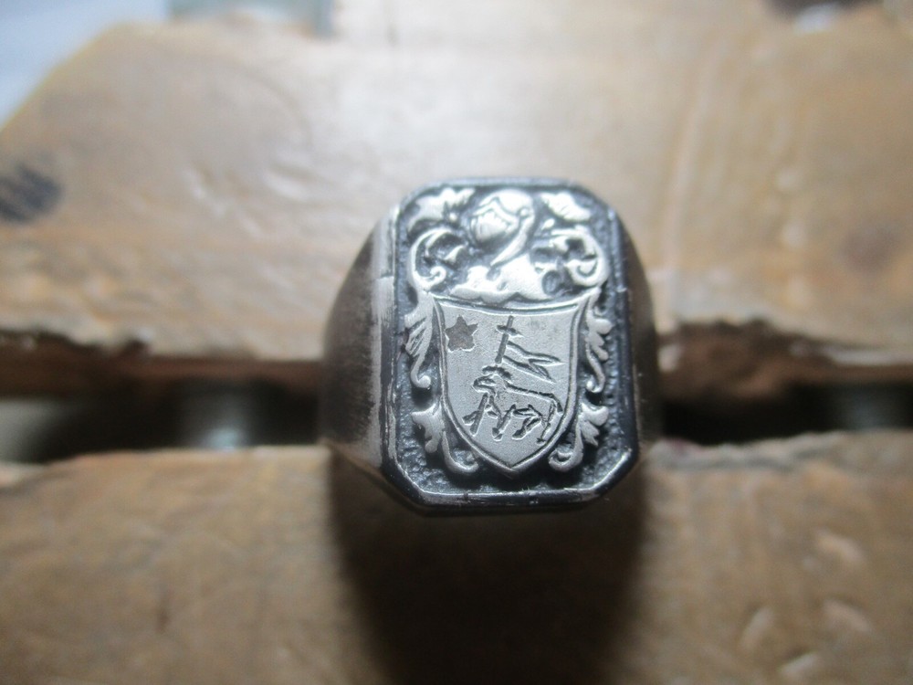 Men's Ring Shield with Engraving Personalized Silver 925/1000