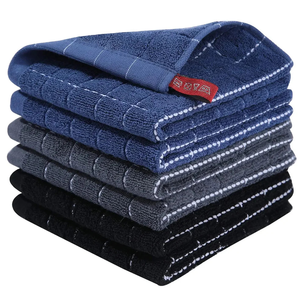 6pcs 100% Cottton Kitchen Towel Absorbent Dishcloth Ultra Soft Kitchen