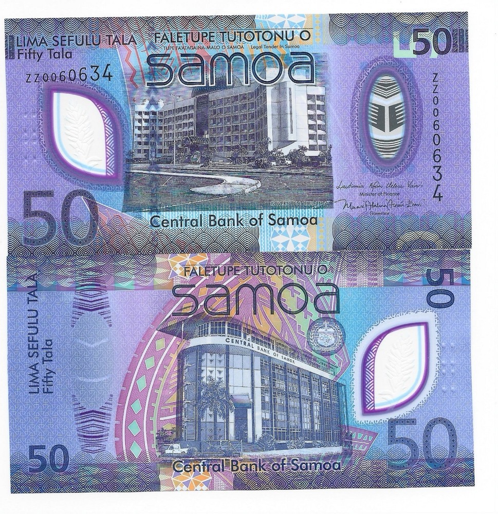 Samoa 50 tala Replacement Prefix ZZ 2025 New Polymer UNC B130az