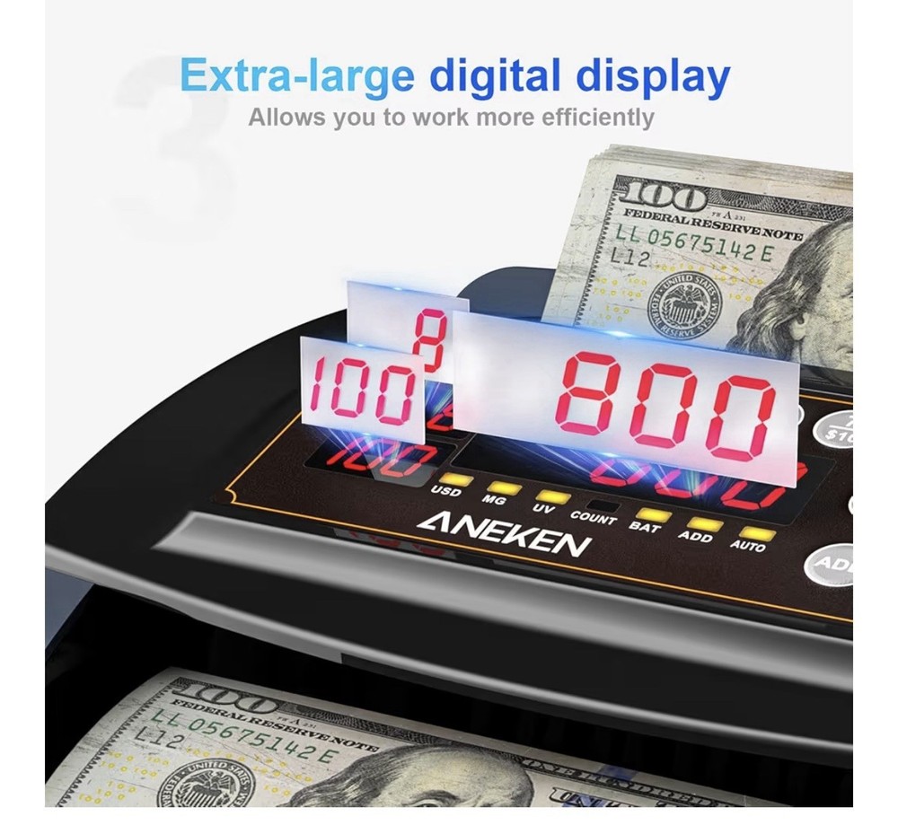 Aneken Bill Counter Extra-Large Display, Preset Modes, Detection Function