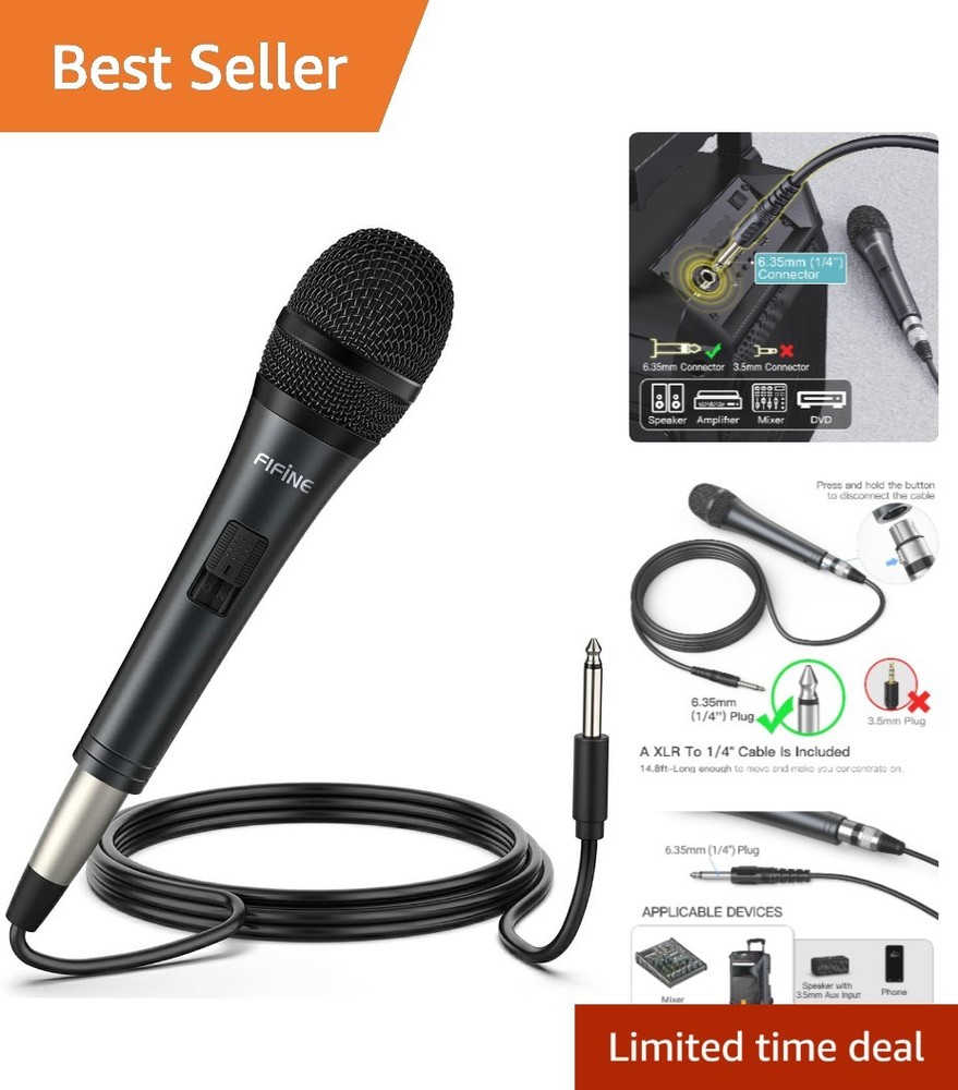 Dynamic Karaoke Microphone with 14.8ft Cable - Perfect for Live Performances
