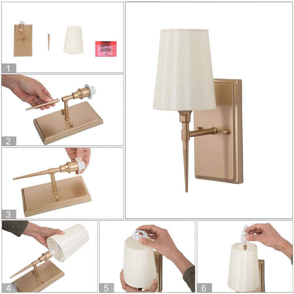 GEPOW Sconces Wall Lighting, Modern Gold Sconce with 1-Light,