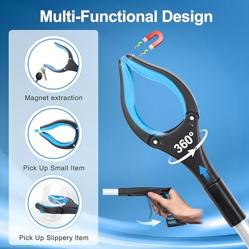 Grabber Reacher Tool - 32” Extra Long Foldable Gripper and Reaching Tool - Blue