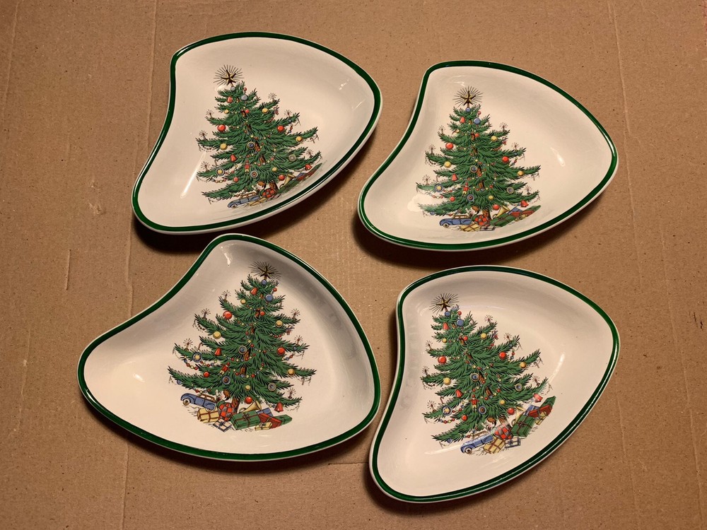Vintage Set 4 Plummer Ltd. England Christmas Tree Dishes