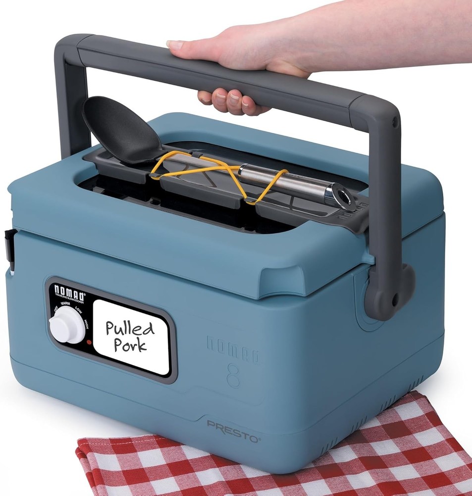 0 8-Quart Nomad Traveling Slow Cooker, Blue