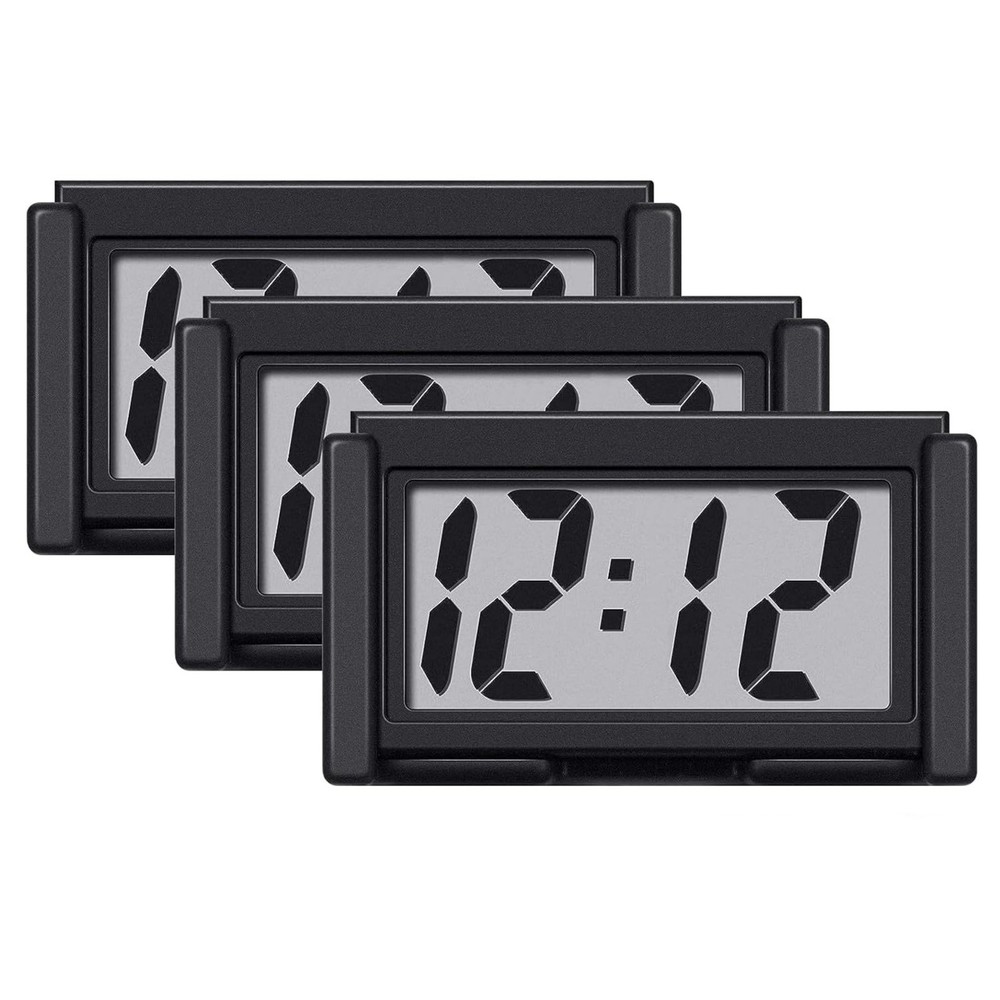 3PC Mini Digital Clock Small Adhesive Stick On For Car Dashboard LCD Display New