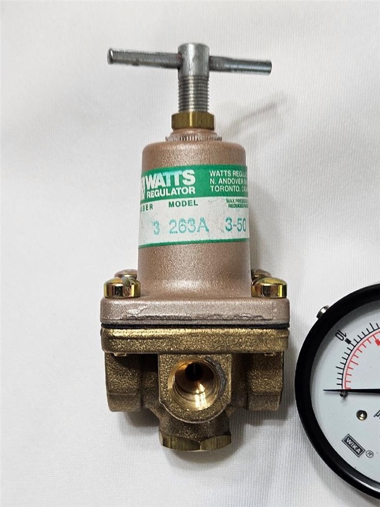 Watts Pressure Regulator 263A 3/8 in NPT Ports 3-50 PSI With New Pressure Gauge