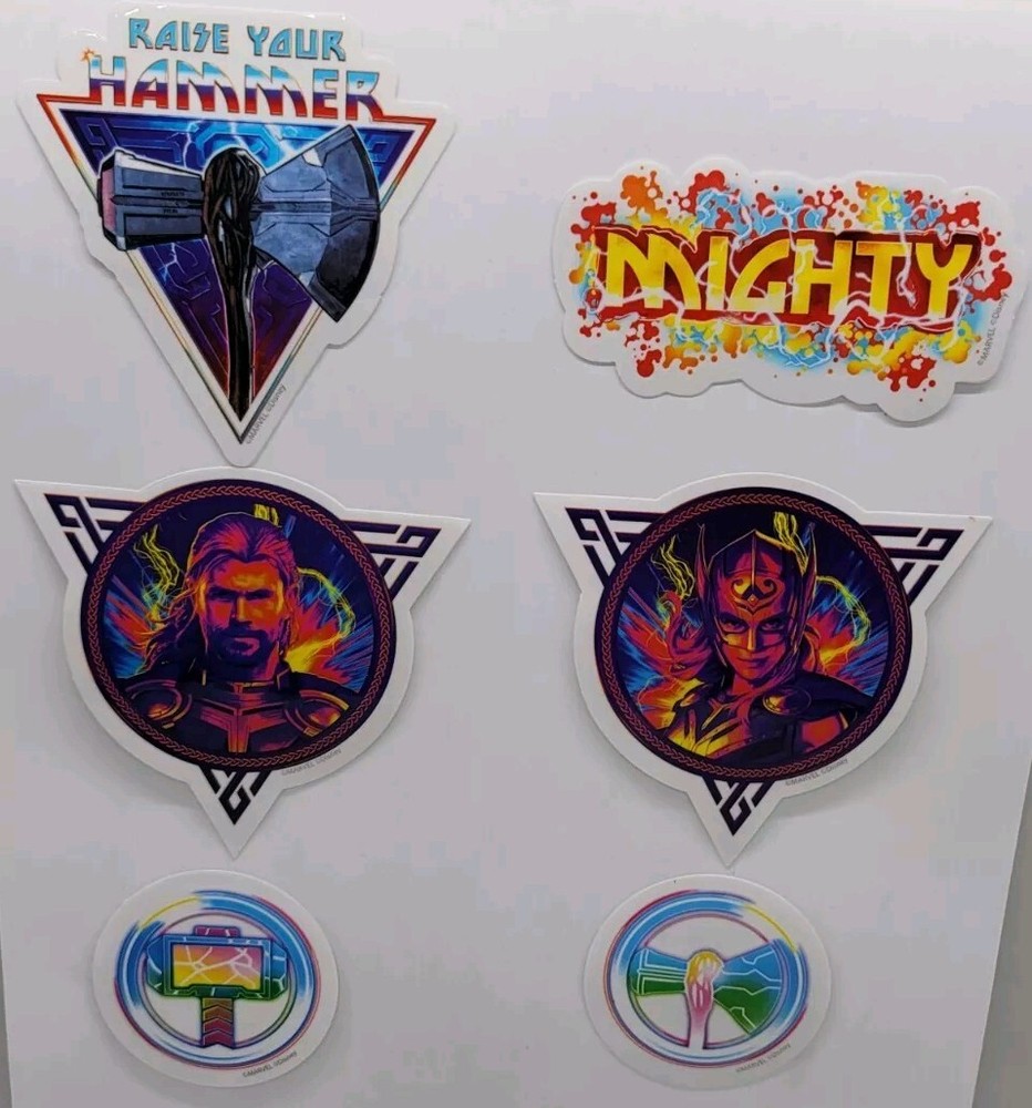 Disney Parks Marvel Thor Love & Thunder Decal Window Bumper Sticker 6 Pack New