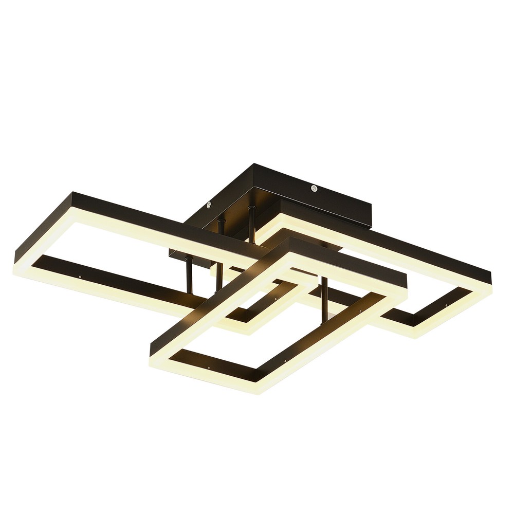 Ceiling Light Black Square Flush Mount Remote Control Dimmable Rectangle