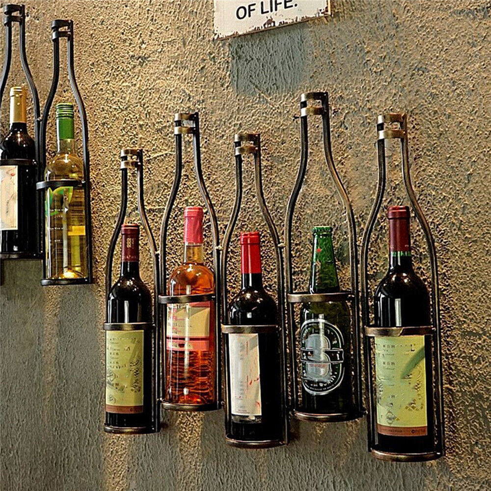5-Bottles Wall Mounted Wine Rack Bottle Holder Kitchen Bar Wine Storage Display