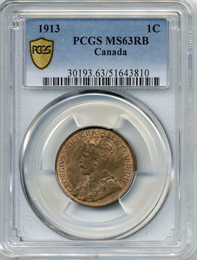 1913 Canada Large Cent - PCGS Uncirculated MS 63 RB
