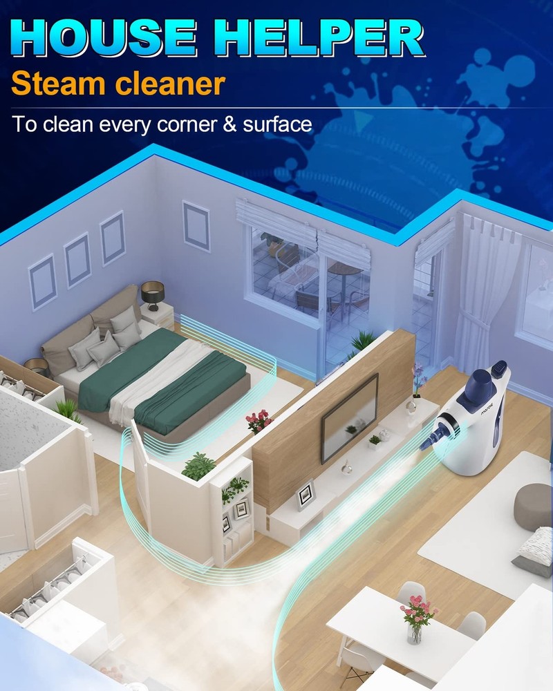Handheld Pressurized Steam Cleaner with 11-Piece Accessory Set, Multi-Surface...