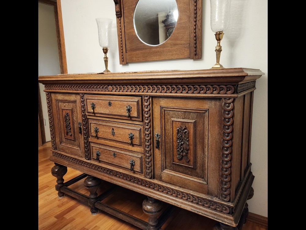 Antique sideboard buffet cabinet