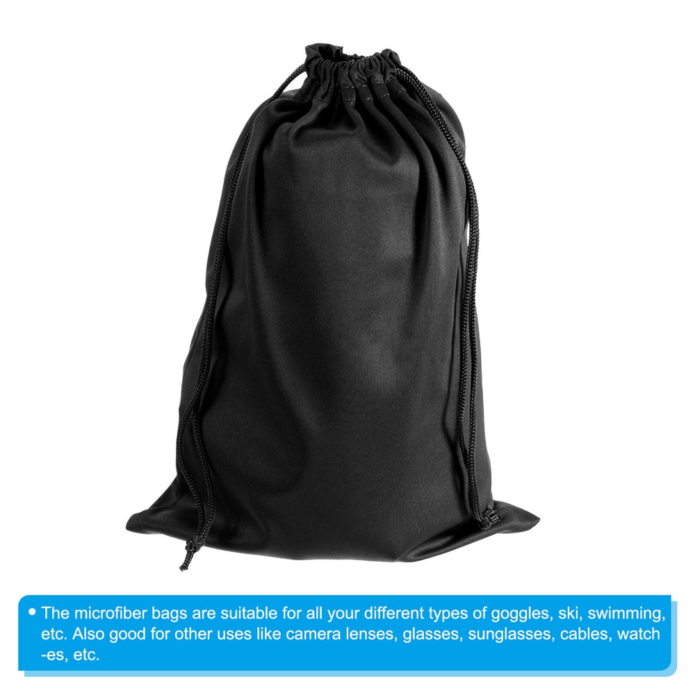 Ski Goggle Bag, Microfiber Snow Goggles Case Drawstring Pouch Black