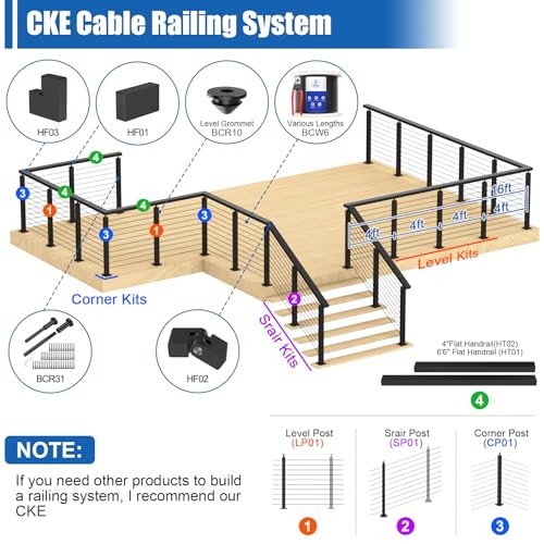 Cable Railing Post(Post 35"x2"x2"), 2 Packs Adjustable Top 36" 2 Level Posts