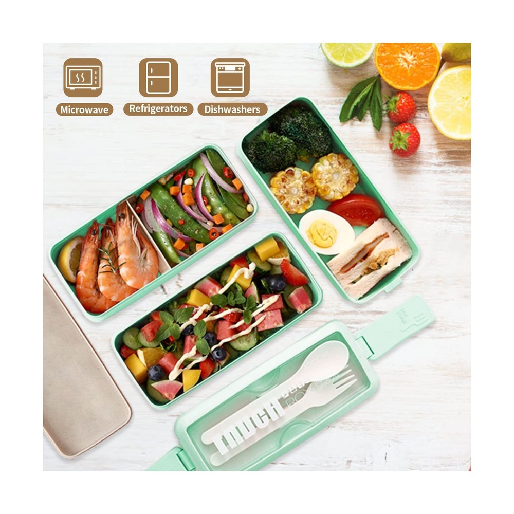 Bento Box Upgrade Japanese Lunch Box Kit,3 Layer Stackable Leakproo... Fast Ship