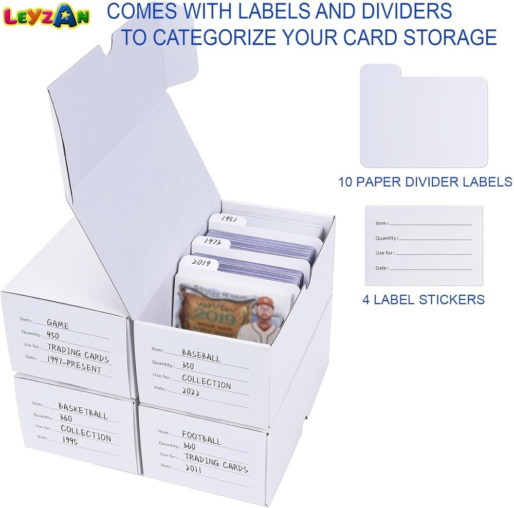 Foldable & Stackable Card Storage Solution - 4 Boxes for Up to 1600 Cards