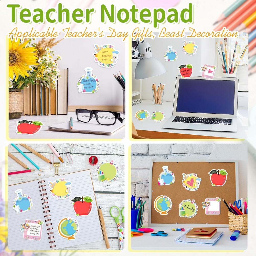 30 Pack Teacher Notepad Set Total 600 Sheets,Fun Teacher Sticky Notes, Teache...