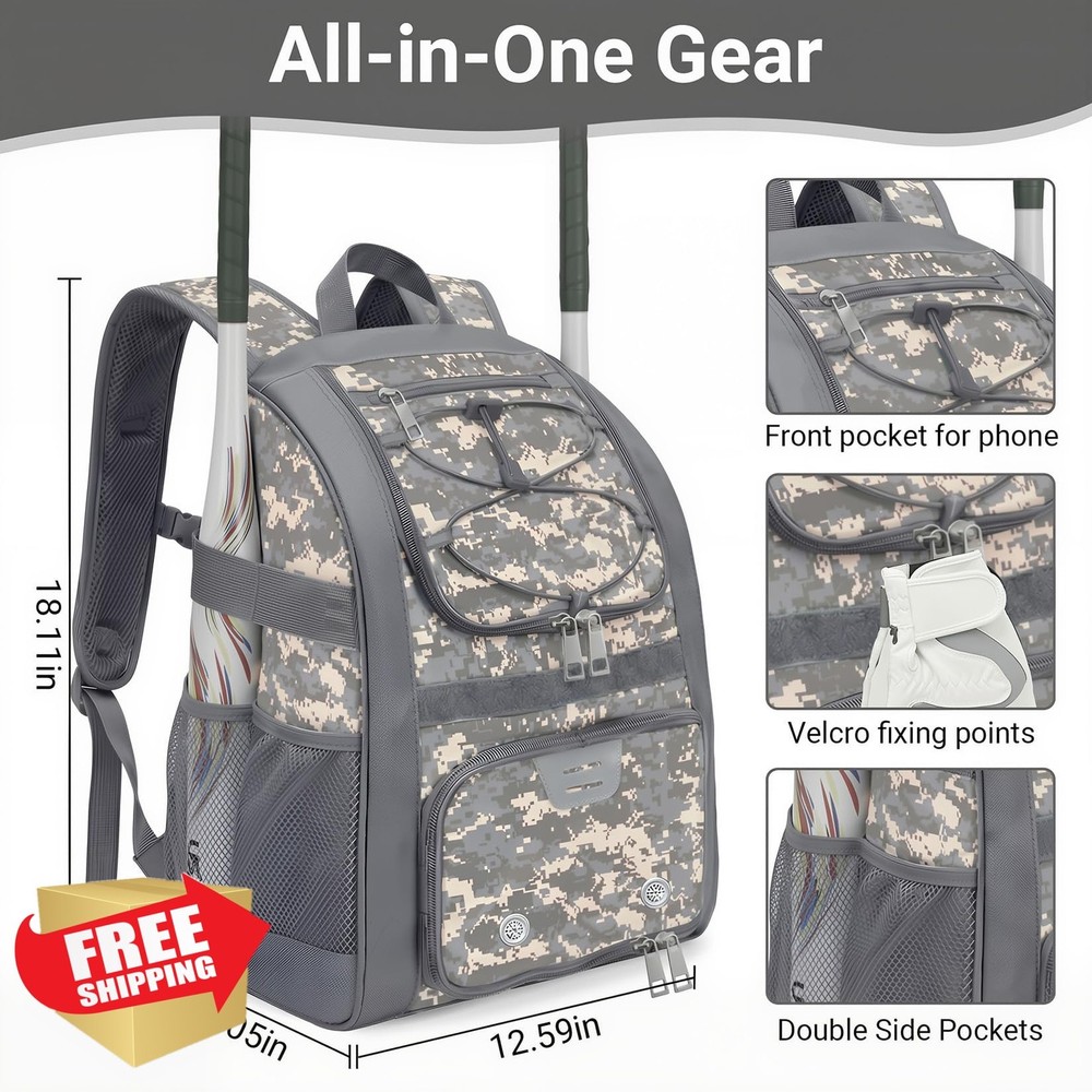 FABUVIEW Youth Baseball Bag Softball Bat Backpack