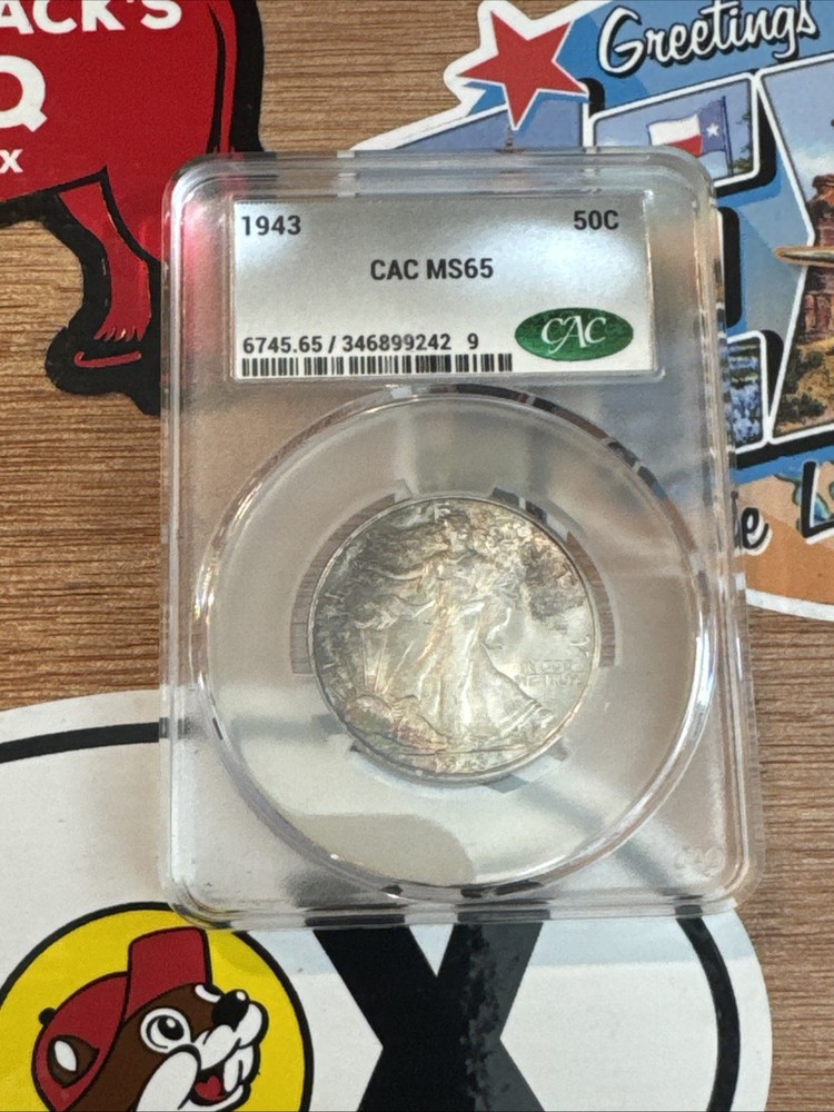 1943 Walking Liberty Half Dollar CAC MS65 Toner!!!