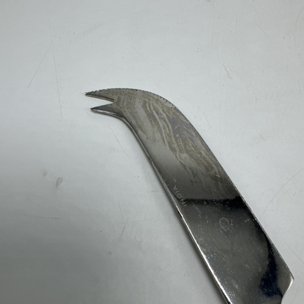 Cheese Knife With Piercing Fork End From India Vintage 7" Serrated