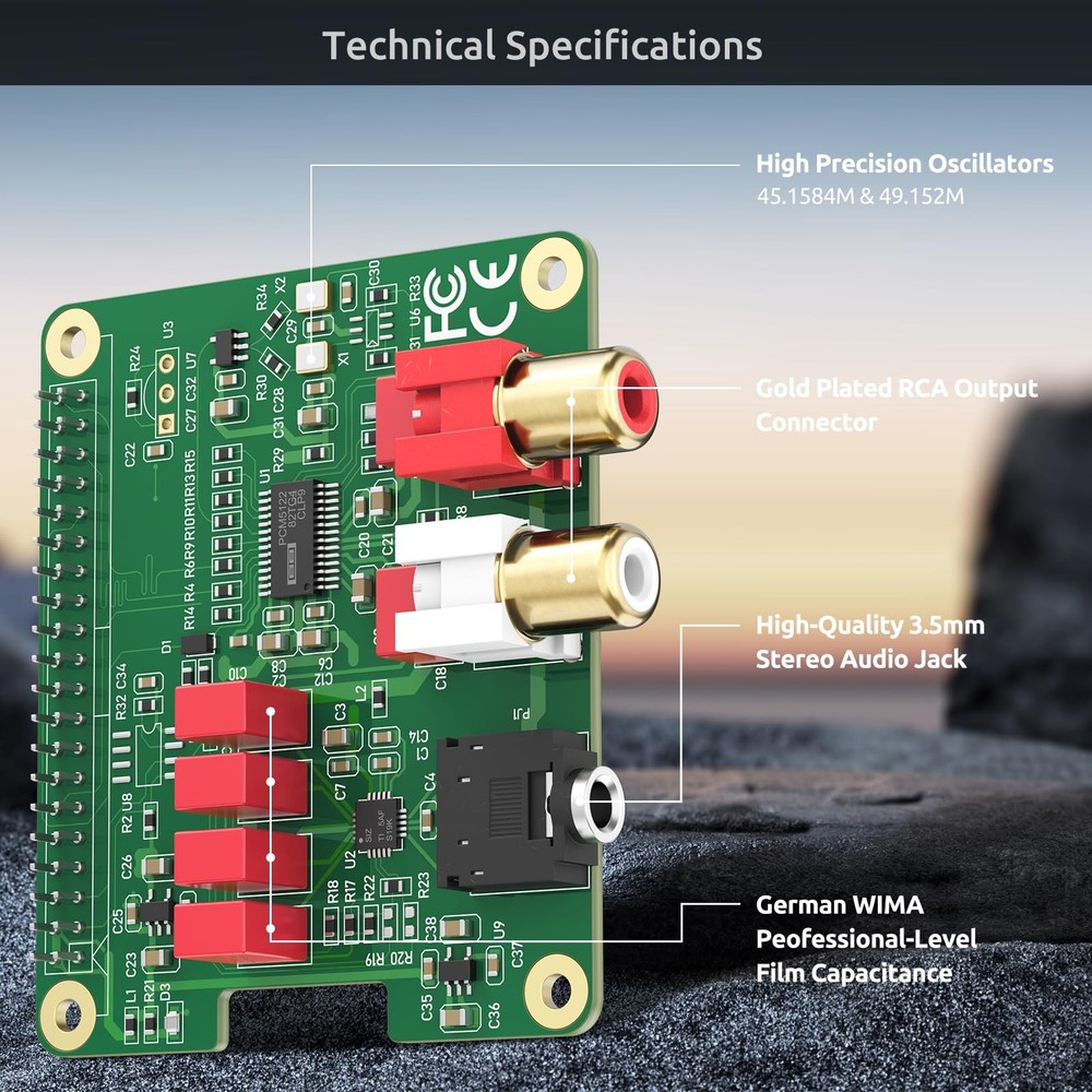 HiFi DAC HAT for Raspberry Pi 5/4/3B+/Zero | PCM5122 384kHz/32bit DAC Audio C...