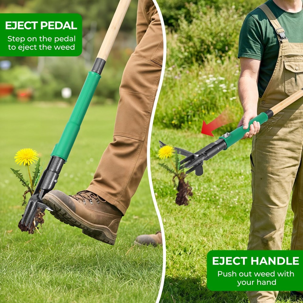 Allsetool Weed Puller Tool with 2 Weed Eject Feature, 43.7in Stand Up Dandeli...