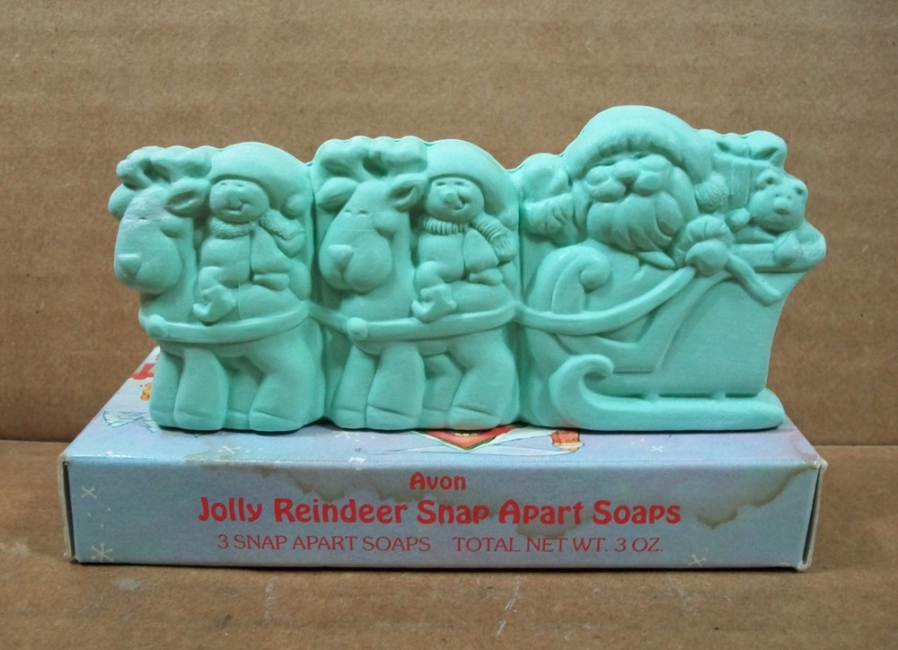 1987 Avon Jolly Reindeer Snap Apart Soaps - Stocking Stuffer